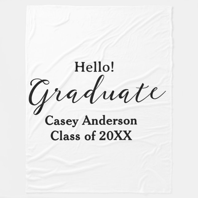 Cobertor De Velo Hello graduate class of 20XX name congrats stylish (Frente)
