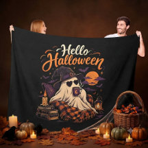 Hello Halloween Cute Ghost Drinking Coffee