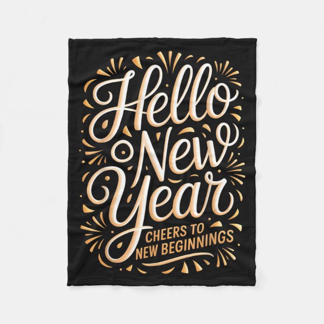 Cobertor De Velo Hello New Year Cheers To New Beginnings Celebratio (Frente)