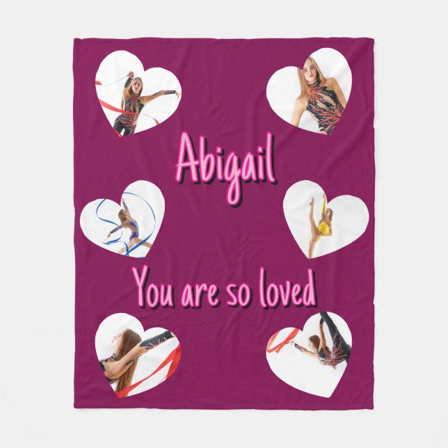 Cobertor De Velo Her Valentine’s Day 6 Heart Shaped Photos Collage (Frente)