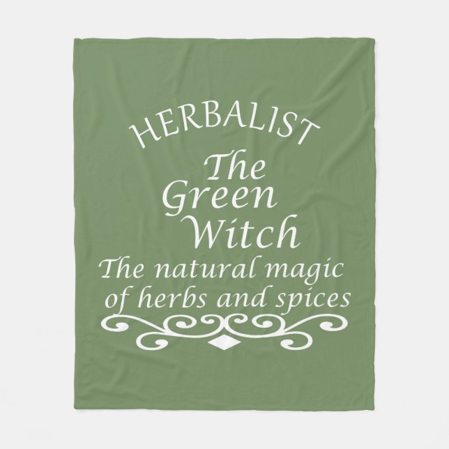 Cobertor De Velo Herbalista verde bruxa mágica medicina natural (Frente)