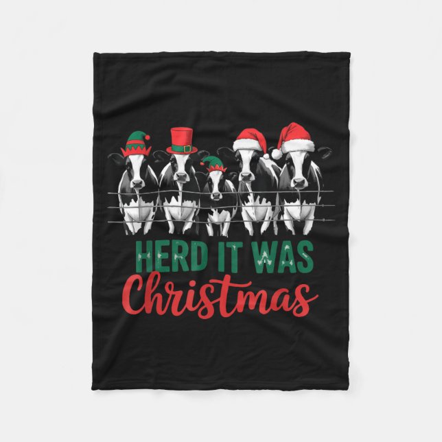 Cobertor De Velo Herd It Was Christmas Cute Festive Cows Xmas Holid (Frente)