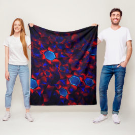 Cobertor De Velo Hexágono azul misturado com curvas vermelhas sobre