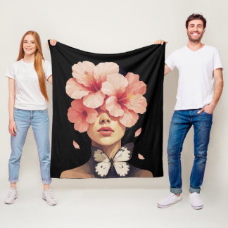 Cobertor De Velo Hibisco & Borboleta – Botânica Floral Moderna