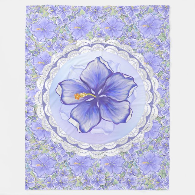 Cobertor De Velo Hibiscus & lace BLUE (Frente)
