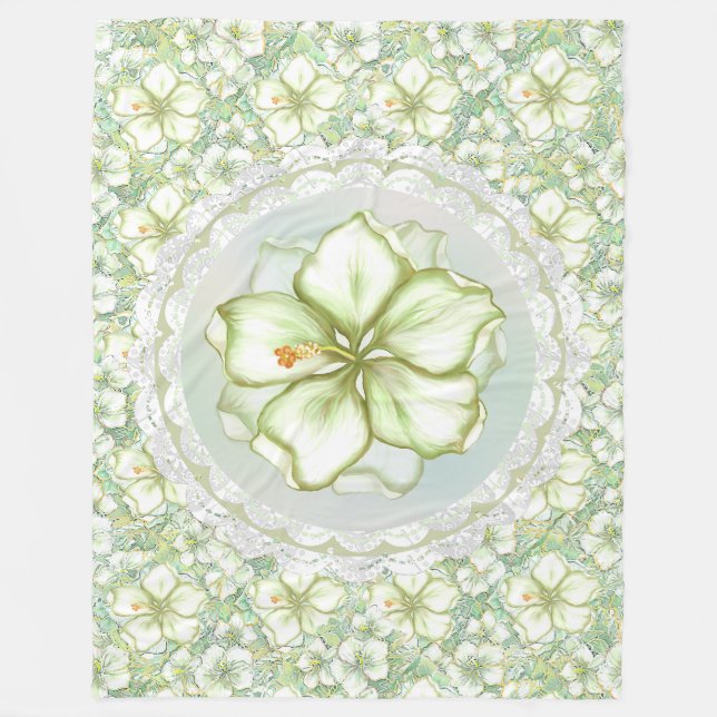 Cobertor De Velo Hibiscus & lace WHITE (Frente)