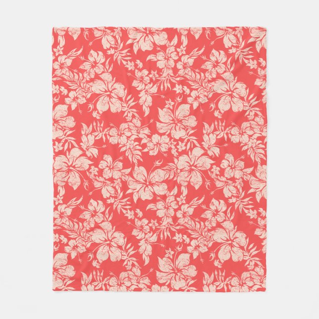 Cobertor De Velo Hibiscus Pareau Hawaiian Floral Aloha Impressão (Frente)