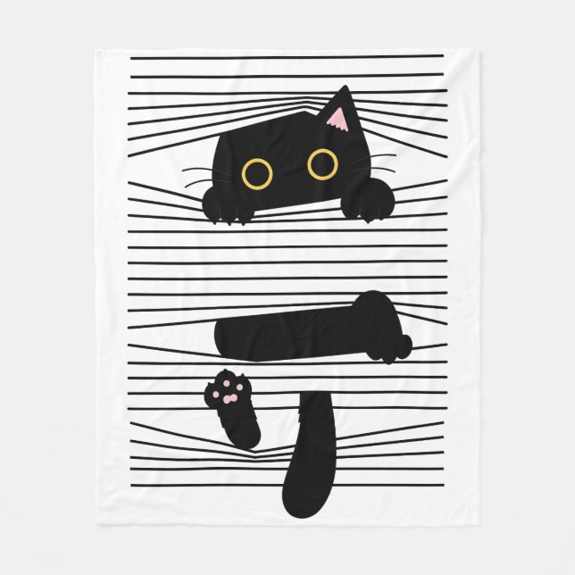 Cobertor De Velo Hidden Black Cat Cute Funny Minimalist Animal Love (Frente)