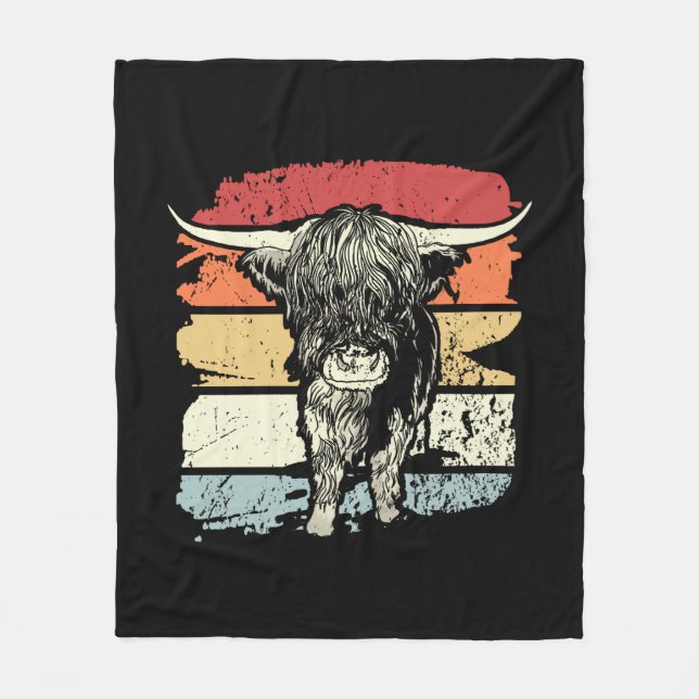 Cobertor De Velo Highland Cow Highland Cows Retro (Frente)