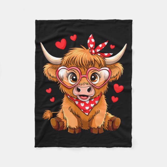 Cobertor De Velo Highland Cow Valentines Day Funny Hearts Valentine (Frente)