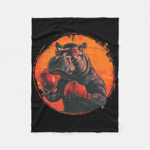 Cobertor De Velo Hipopótamo Boxeador Com Luvas de Boxe Kickboxing B