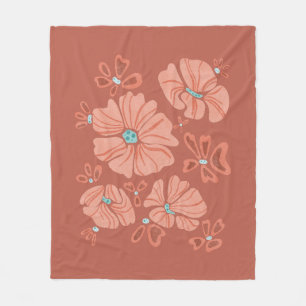 Cobertor De Velo Hippie Blooms: Abstrato Red Flower Power Trabalho