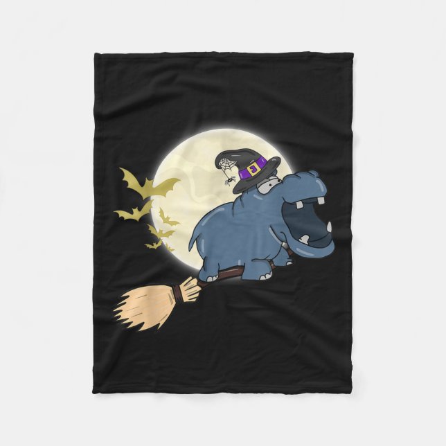 Cobertor De Velo Hippo Witch Andando Vassoura Dia de as Bruxas engr (Frente)
