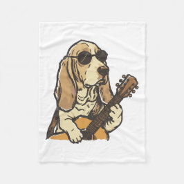 Cobertor De Velo Hippy Beagle Playing Guitar