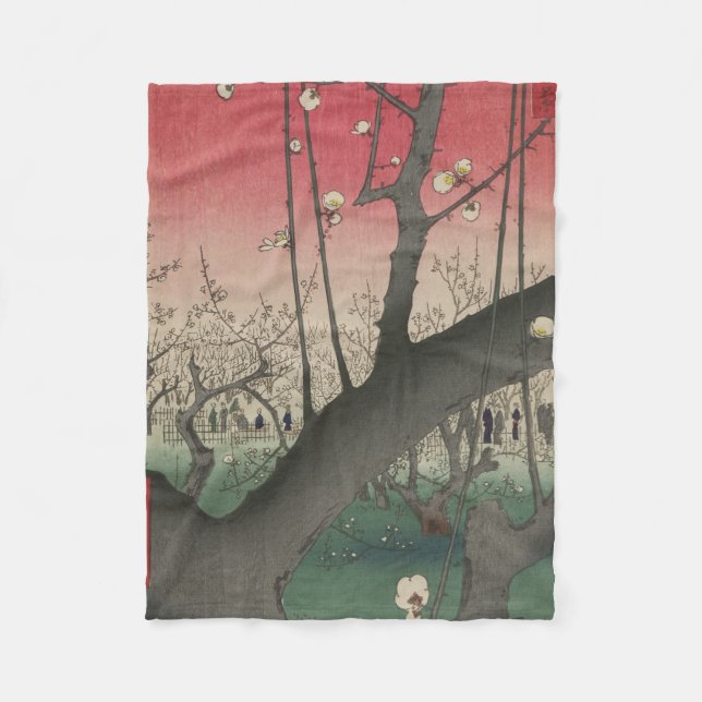 Cobertor De Velo Hiroshige Plum Estate Kameido: Japonês Vintage (Frente)