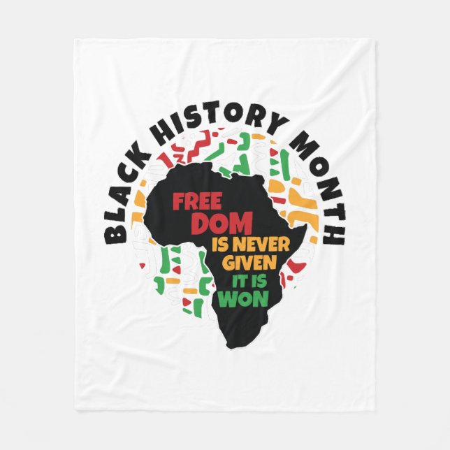 Cobertor De Velo História Negra Mês Liberdade nunca é dada, é (Frente)