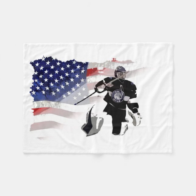 Cobertor De Velo Hockey Goalie e Bandeira dos EUA (Frente (Horizontal))