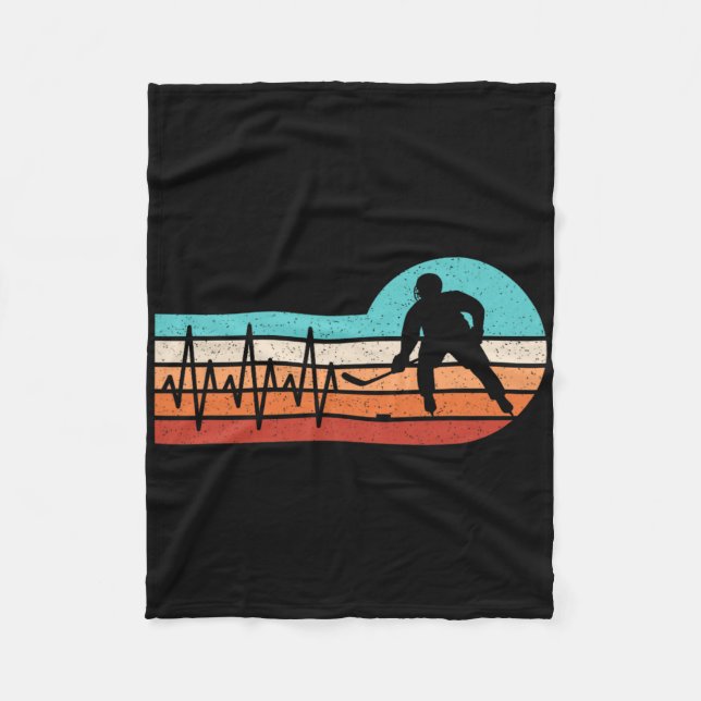 Cobertor De Velo Hockey Heartbeat Retro Ice Hockey Player Men Boys  (Frente)