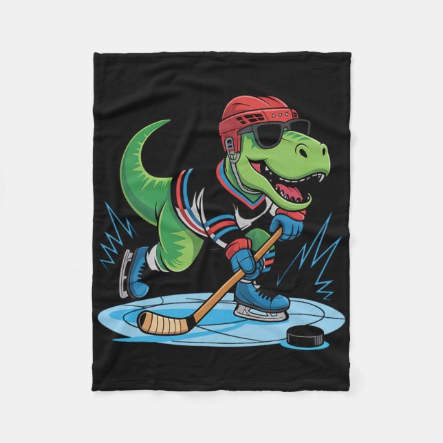 Cobertor De Velo Hockeysaurus T-rex Hóquei Dinossauro (Frente)