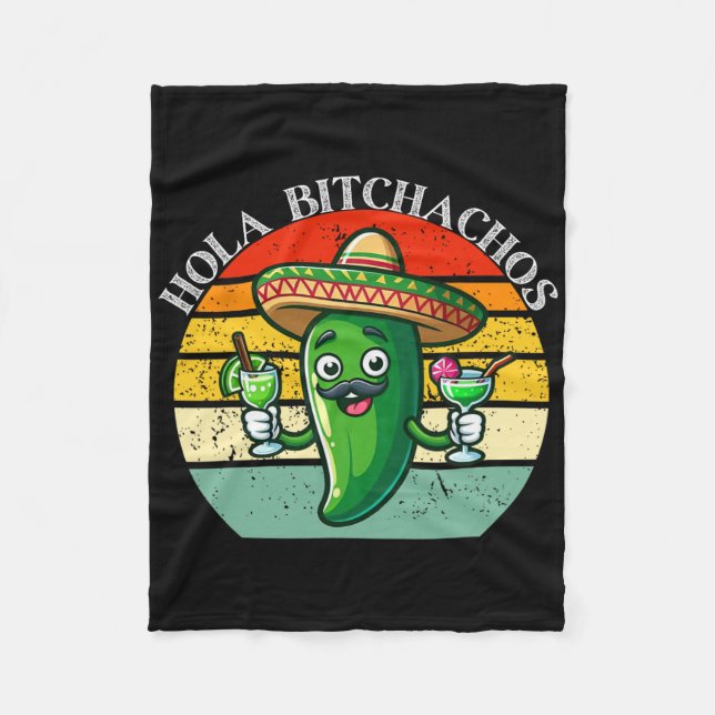 Cobertor De Velo Hola Achos Funny Jalapeno Cinco Mexicano De Mayo M (Frente)