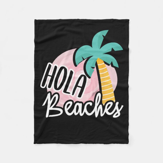 Cobertor De Velo Hola Beaches Palm Tree Beach Summer Vact (Frente)
