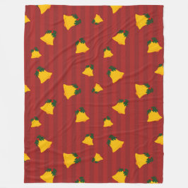 Cobertor De Velo Holiday Red Gold Stripe Bells Christmas