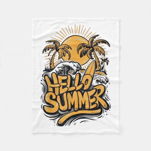 Cobertor De Velo Holiday Vibe Hello Summer Sunshine Beach Ocean Bea (Frente)