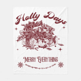 Cobertor De Velo Holly Days Vintage Christmas