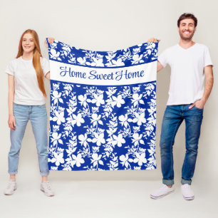 Cobertor De Velo Home Sweet Home Chic Blue Floral Padrão