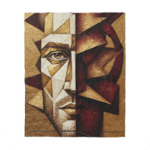 Homem Cubista Ouro Borgonha - Abstrato Texturizado