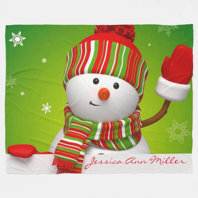 Cobertor De Velo Homem de Neve Personalizado (Frente (Horizontal))