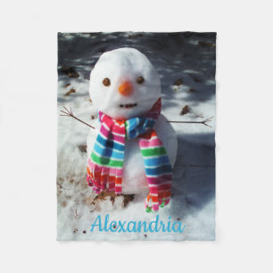 Cobertor De Velo Homem de Neve Personalizado com Rainbow Scarf Flee