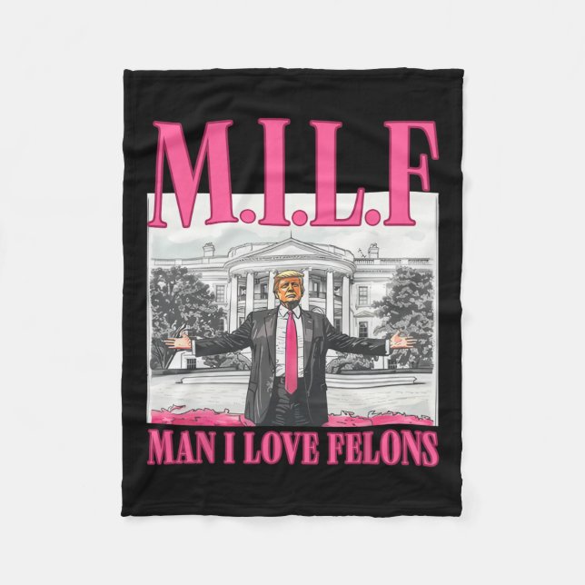 Cobertor De Velo Homem I Love Felons Donald Trump Pink Engraçado 20 (Frente)