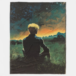 Cobertor De Velo Homem Louro no Campo | Homem Sob Céu Noturno