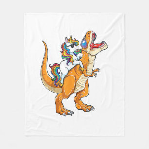 Cobertor De Velo Homem Mulher Montando T-Rex Unicórnio Dinossauro E