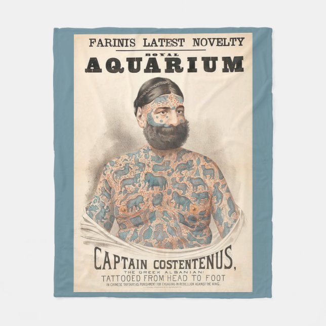 Cobertor De Velo Homem tatuado do Capitão Costentenus dos anos 1880 (Frente)