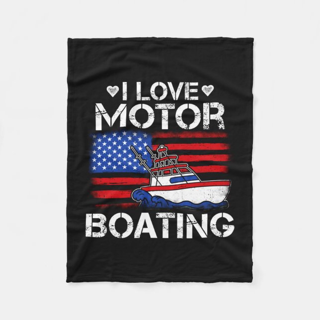 Cobertor De Velo Homens amam motorboating patriótico bandeira ameri (Frente)