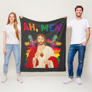 Cobertor De Velo Homens Engraçados LGBT Orgulho gay Jesus Cristão