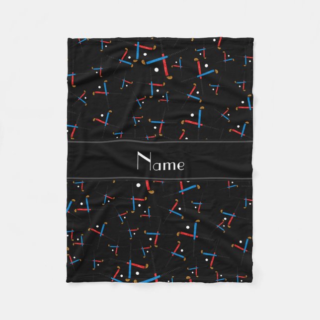 Cobertor De Velo Hóquei em campo preto conhecido personalizado (Frente)