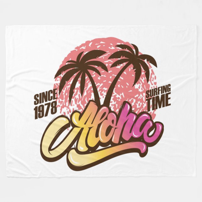 Cobertor De Velo Hora de Surfar em Aloha (Frente (Horizontal))