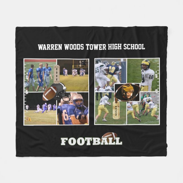 Cobertor De Velo Horizontal de Futebol da Escola de Colagem de Foto (Frente (Horizontal))