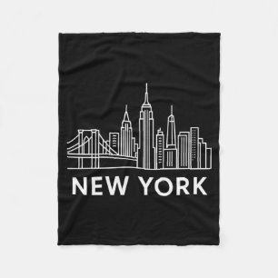 Cobertor De Velo Horizonte de Nova York Minimalista Arte de Linha B