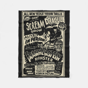 Cobertor De Velo Horror Movie Monster Mummy Dracula Werewolf Franke