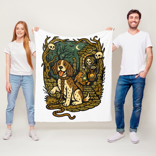 Cobertor De Velo Horror Spooky Skeleton Dog Aesthetic (In Situ)