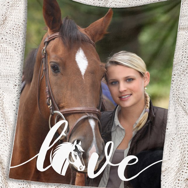 Cobertor De Velo Horse LOVE Personalizado Foto Equestre Moderna (Criador carregado)