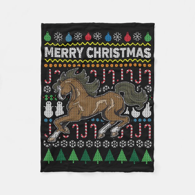 Cobertor De Velo Horse Ugly Christmas Sweater Série (Frente)