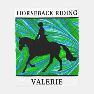 Cobertor De Velo Horseback Andando Flor Verde Azul