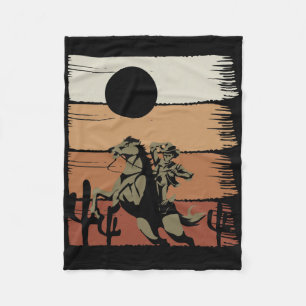 Cobertor De Velo Horseback Sunset Riding Rodeo Western Retro Cowboy