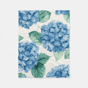 Cobertor De Velo Hortênsia Azuis Floral Aquarela Botânica Flora