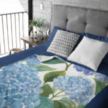 Hortênsia Azul Floral Costeira Aquarela